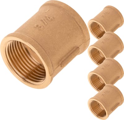 PrimeMatik - Pak van 5 stuks 3/4" verzinkte messing binnenhuls voor waterinstallaties
