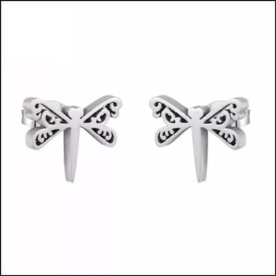 Aramat Jewels | Oorbellen | RVS Libel Oorbellen Kleurrijk 10mm - Juffer Oorstekers | Zilverkleurig-10x8mm | |8mm | Staal | Kinderen, Volwassenen | Verkleurd niet