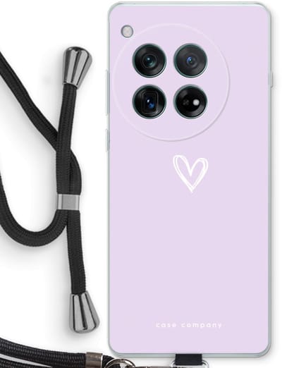Case Company® - Hoesje met koord geschikt voor OnePlus 12r hoesje met Koord - Klein hartje paars - Telefoonhoesje met Zwart Koord - Bescherming aan alle Kanten en Over de Schermrand