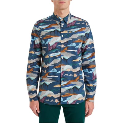 Paul Smith Mens Ls Regular Fit Shirt Inky Blue Maat: L | Casual Overhemden Outlet | Heren | Blauw