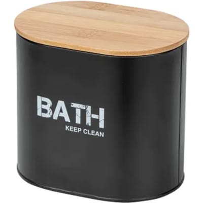 Wenko Badkameropberger Gara - Opbergbox - Met Deksel - Zwart - 14,5x13,5x10,5cm
