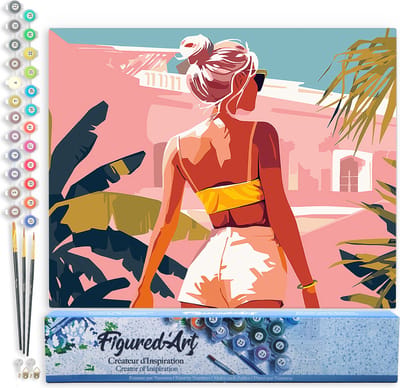 Figured'Art Schilderen op Nummer Volwassenen canvas Zomerwandeling- Handwerk acrylverf Kit DIY Compleet - 40x50cm zonder frame