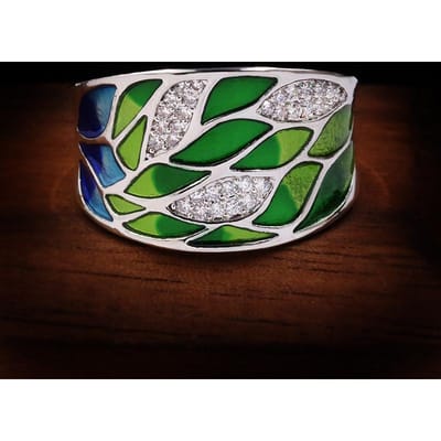 Bagues pour femmes européennes et américaines Fleurs en émail coloré Accessoires personnalisés à la mode No. 9 green