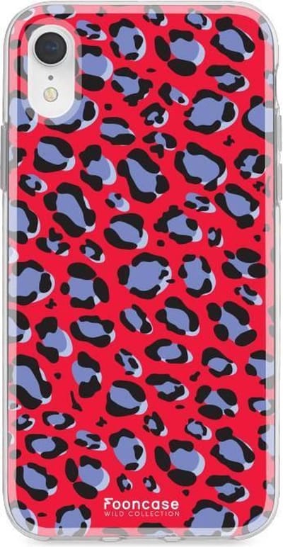 Fooncase Hoesje Geschikt voor iPhone XR - Shockproof Case - Back Cover / Soft Case - Luipaard / Leopard print / Rood