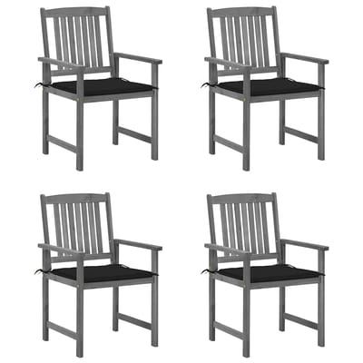 vidaXL - Tuinstoelen - 4 - st - met - kussens - massief - acaciahout - grijs