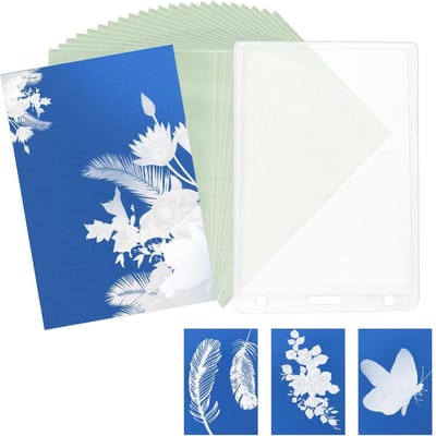 24 Stuks Zonprintpapier A7, Cyanotype Papier en Map voor Creatieve Projecten, DIY Kunst en Fotografie met Hoge Gevoeligheid voor Zonnelicht