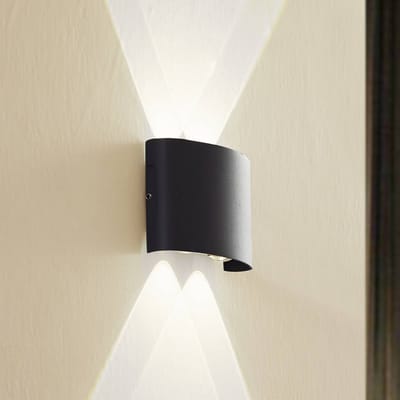 Lindby LED buiten wandlamp Ithan, 2-lamps, antraciet, 12 cm