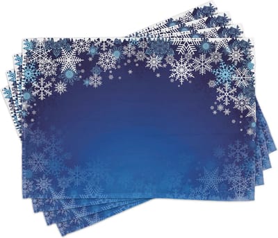 New Bed Kerstmis Winter sneeuwvlokken print Set van 4 Placemat voor Eettafel, Wasbare Stof met Antislip Achterkant