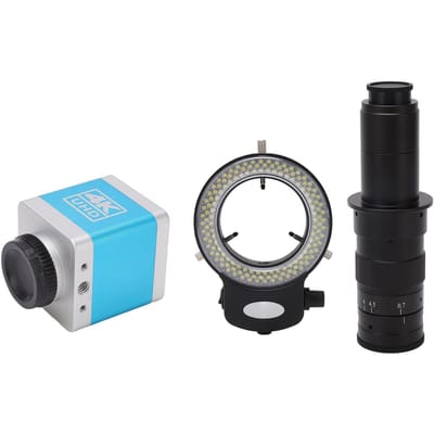 4K Microscoop Camera HD Uitgang USB Industriële Camera met 180X Lens Ringlicht 100‑240V VK Stekker