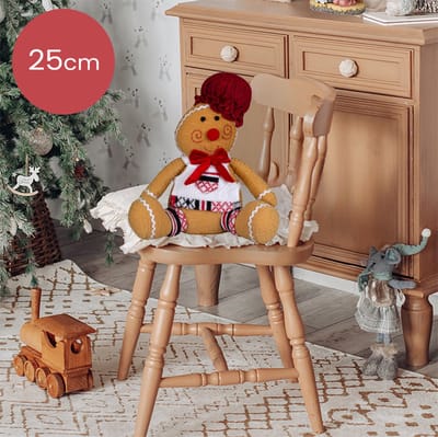 Handgemaakte peperkoek-figuur – 25/30 cm – met rode muts en strik