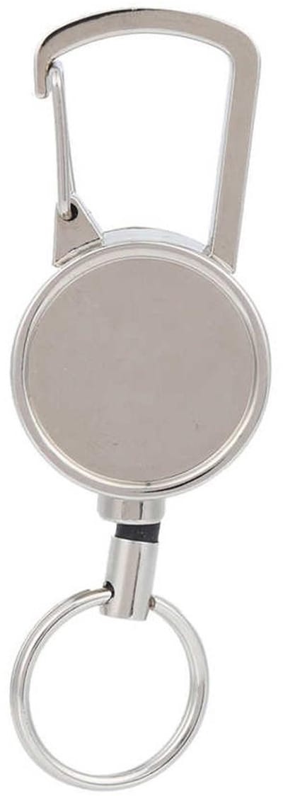 Uittrekbare sleutelhanger - Uitrekbaar - Pasjeshouder - Kaarthouder - Keycord - Karabijnhaak - Met clip - Skipas - Elastisch koord - Sleutels en pasjes - Retractable keychain - Badge - Zilver - Jonyx