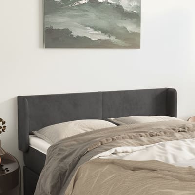 vidaXL - Hoofdbord - met - randen - 147x16x78/88 - cm - fluweel - donkergrijs