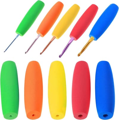 Dailygoods- Haaknaalden 10 stuks - Ergonomische Haaknaalden - EVA-schuim Greep - Antislip Handgreep - Lichtgewicht - Comfortabel Gebruik - Haakaccessoires