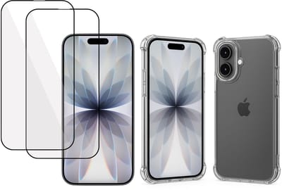 TechNow Hoesje + 2x Screenprotector geschikt voor iPhone 17 Hoesje Screenprotector - Full Screen - Extreme Shock Case Transparant