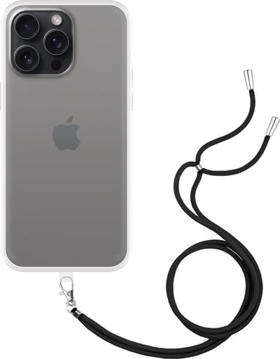 Cazy hoesje met koord geschikt voor iPhone 15 Pro Max Hoesje met Koord - Flexibele Case - Transparant