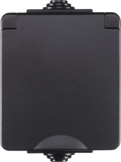 ION Industries - Opbouw IP55 Wandcontactdoos | Zwart
