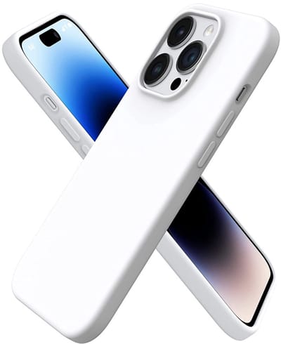 geschikt voor iPhone 14 Pro Hoesje Siliconen - Soft Touch Telefoonhoesje - geschikt voor iPhone 14 Pro Silicone Case met zachte voering - Mobiq Liquid Silicone Case Hoesje geschikt voor iPhone 14 Pro wit