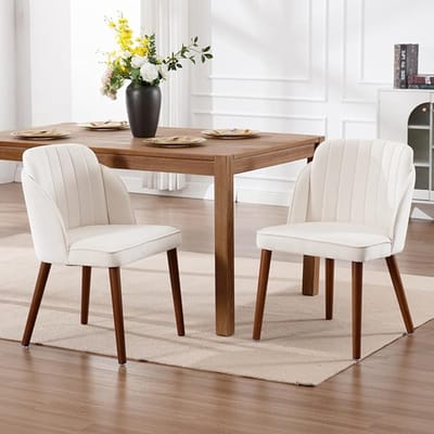 Eetkamerstoel set van 2 – Luxe fluwelen gestoffeerde stoel met getufte rugleuning en massief houten poten – Retro en elegante designstoel voor eetkamer, woonkamer, keuken of slaapkamer – HomeByNicole, Wit