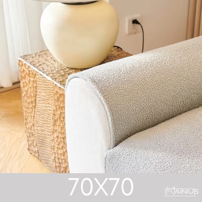 Teddy Bankhoes / Zetelovertrek – Armleuning 70x70 - Licht Grijs – Pluche Sofa Protector – Zachte Teddy Plaid Beschermhoes voor Bank, Zetel & Salon - Bankhoezen, Bankbeschermer, Cover, Bankkleed, Zetelhoes - Tegen beschadigingen en vlekken
