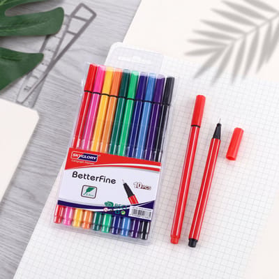 Premium Viltstift - Viltstiften 10 - Set van 2 - Zijdezacht - Sneldrogend - Zeshoekige cilinder - Volwassenen en Kinderen - viltstiften voor volwassenen - viltstiften school