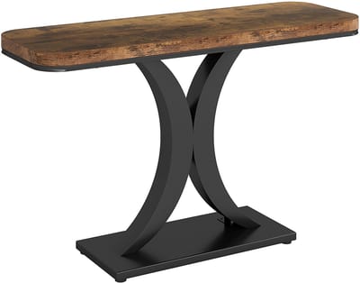 Pugsdrly Console, industriële haltafel voor in de gang, haltafels 100 cm Smalle salontafel voor in de woonkamer, bijzettafel, rustiek bruin