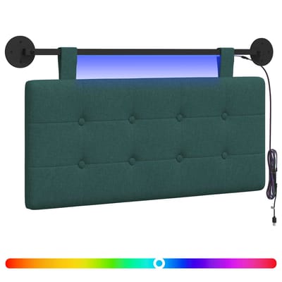 vidaXL - Hangend - hoofdbord - Met - LED-verlichting - Donkergroen - Stof