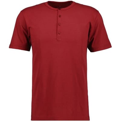 Ragman T-Shirt Serafino Round Neck Uni Pima Cotton Wijnrood / male