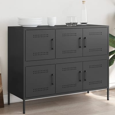 vidaXL - Dressoir - 100,5x39x79 - cm - staal - zwart