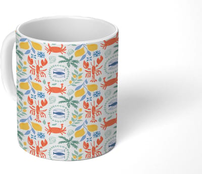 Mok - Koffiemok - Italiaans - Zee - Sfeer - Citroen - Vis - Multi - Mokken - 350 ML - Beker - Koffiemokken - Theemok