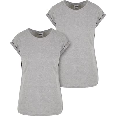 Urban Classics Damen Pre-Pack Ladies Extended Shoulder Tee 2-Pack PP771P Grey-S