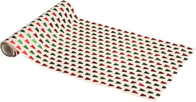 Tafelloper Metallic Kerstbomen Rood/Groen (28cm x 3m)