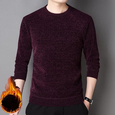 Winter Nieuw Chenille Heren Casual Ronde Hals Jeugd Koreaanse Trui Trui Heren 3XL black