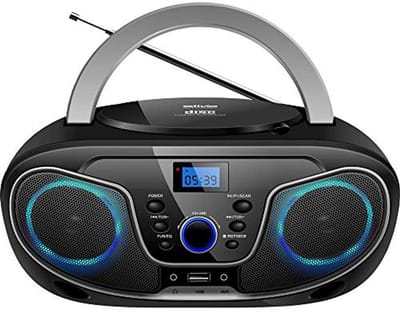 Infraroodverwarming met CD-speler, AUX en USB, zwart/zilver