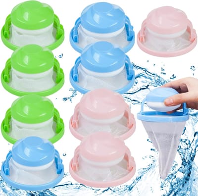 Drijvende Haarverwijderaar - Pluisvanger Wasmachine - Kleding Reinigen - Herbruikbare Vanger - 9 Stuks - Groen Blauw