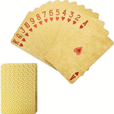 Cartes à jouer en PVC imperméables et anti-pliures à feuille d'or, adaptées pour les réunions de famille, les jeux de société, les cadeaux pour Noël, Halloween, Pâques beige