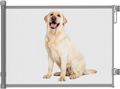 HiPet® Oprolbaar Traphekje / Veiligheidshek - Hondenhek / Dierenhek - tot 120 cm - Grijs