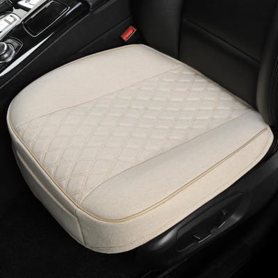 Linnen Autostoelhoes Bescherming met Antislip Onderkant, Geschikt voor 95% van Voertuigen, Diamantpatroon (Beige, 2 Stuks) - Comfort, Duurzaamheid, Stijl