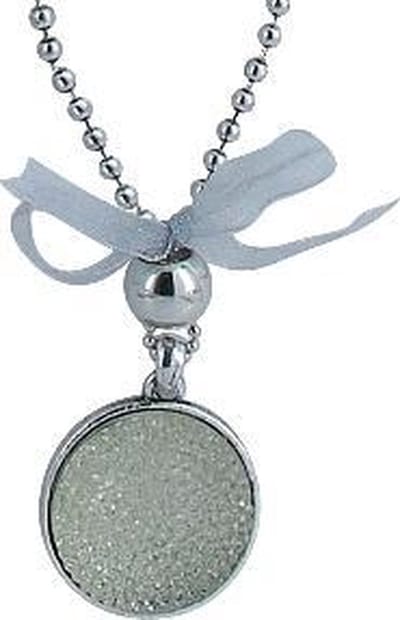 Behave Lange grijze ketting met hanger en strikje – Nikkelvrije modeketting