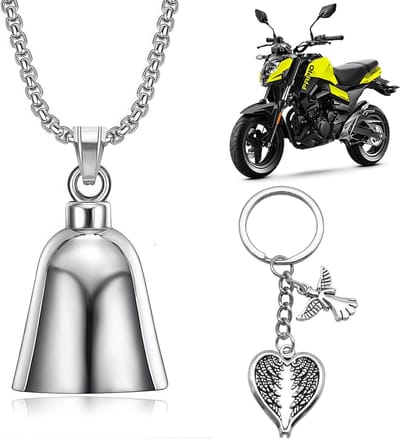 Beschermengel Bel voor Motorfietsen en Scotoers - Zinklegering Geluksbrenger met Ketting en Sleutelhanger