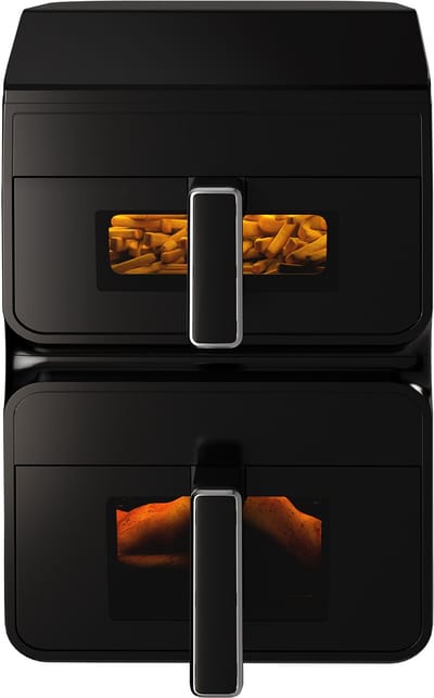 Fukstern Airfryer XXL-Dubbele Airfryer-11L-11 Automatische Programma’s -80-200℃-Kijkvenster-3000w-Zwart