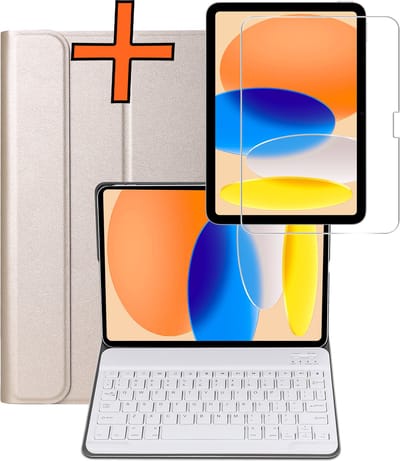 Hoesje - Geschikt voor Apple iPad A16/A18 (2025/2026) - 11 inch (11e & 12e generatie) - Met Screenprotector - Keyboard Book Cover - Toetsenbord Case - Hoes - Goud