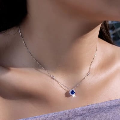925 Sterling Zilveren Ketting - Blauwe Tanzaniet Steen - Elegant en Tijdloos Design