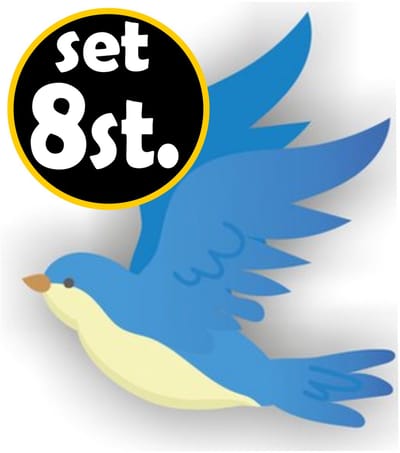 Jerma - Vogel Raamstickers - Set 8 st - 17x15 en 10x10 cm - Zelfklevend - Weerbestendig - Vinyl