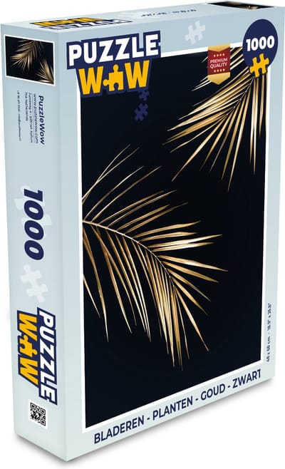 Puzzel Bladeren - Planten - Goud - Zwart - Luxe - Legpuzzel - Puzzel 1000 stukjes volwassenen