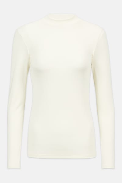 Shirt met lange mouwen en opstaande kraag Serie Wool&Silk Wit