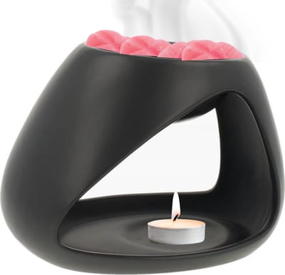 Scentchips® Driehoek - Waxbrander - Geurbrander - Amberblokjes Brander - Oliebrander - Wax Melts Brander - Aromabrander - Ook Geschikt Voor Essentiële Oliën - Geurolie - Waxmelts - Zwart