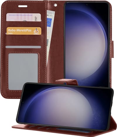 Hoesje - Geschikt voor Samsung Galaxy S23 - Luxe Bookcase - Walletcase Hoes - Portemonnee - Cover - Telefoonhoes - Bruin