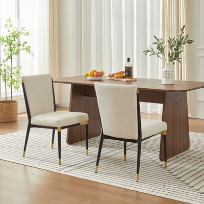 MODFU - Eetkamerstoelen Set Van 2 - Verstelbare Stoelpoten - Scandinavisch - Voor Eethoek - Stof - Beige