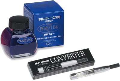 Platinum Japan - inktpotje - Vulpeninkt - potje vulpeninkt- Blue - Pigment Inkt + Converter Silver 700