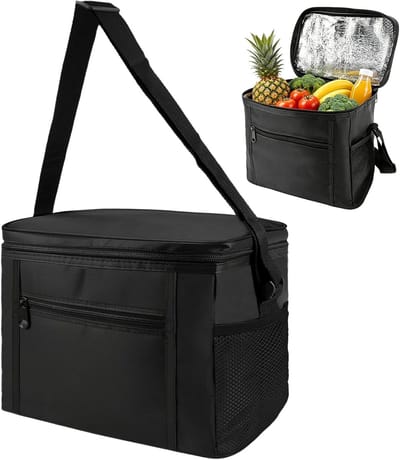 Thijox - Kleine Koeltas 10 Liter - Opvouwbare Thermotas - Isolatietas voor Picknick, Kamperen, Reizen - Draagbare Lunchtas - Zwart